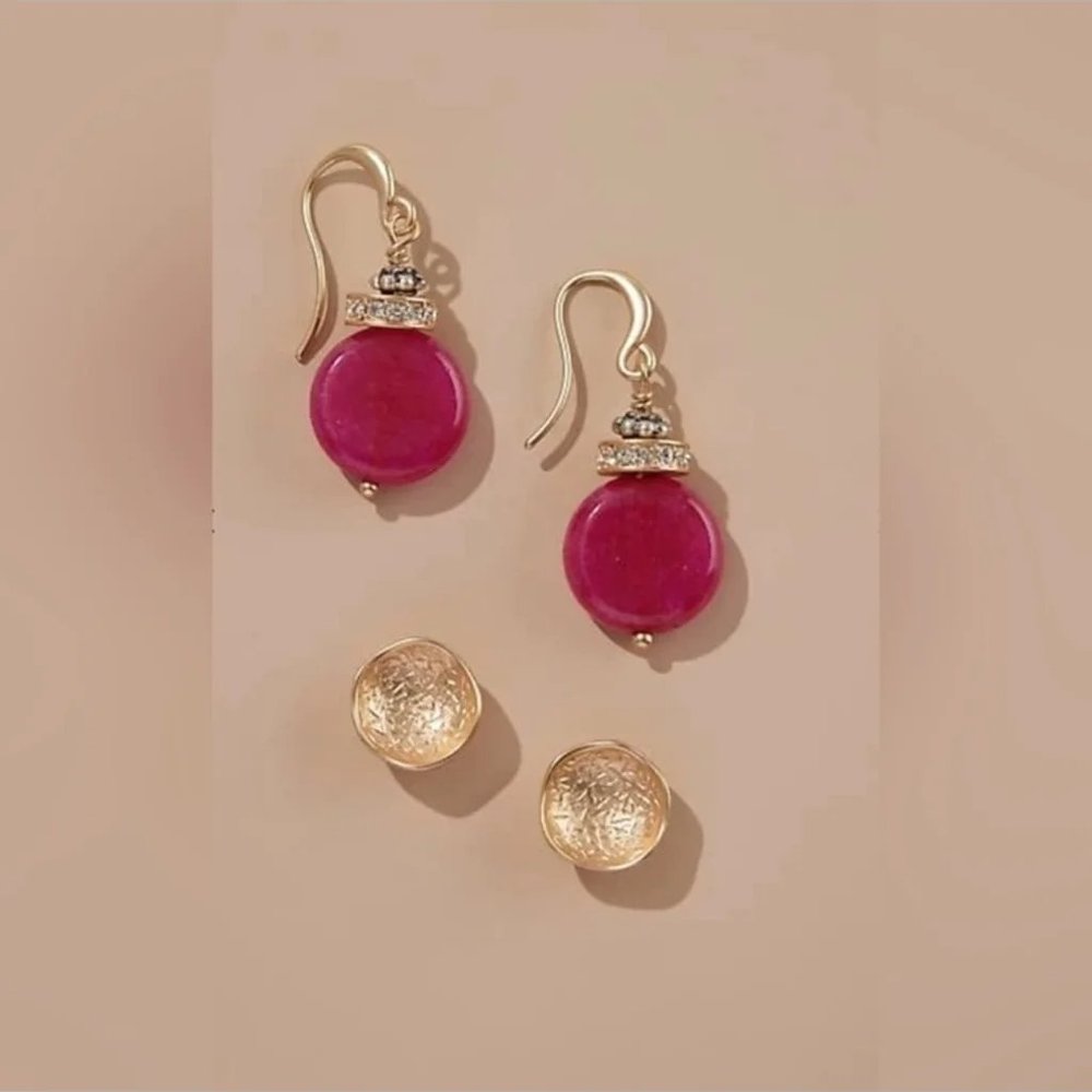 J.Jill Path-Less-Traveled Berry Stud Earring Set/NWT - Picture 1 of 8